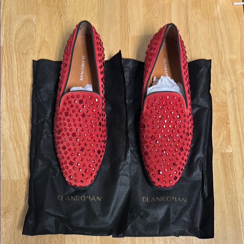 Elanroman Red Studded Slip-On Loafers